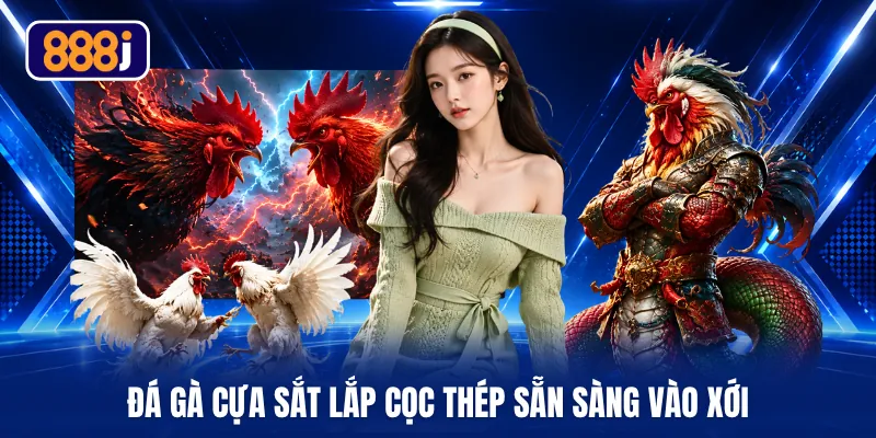 Đá gà cựa sắt lắp cọc thép sẵn sàng vào xới