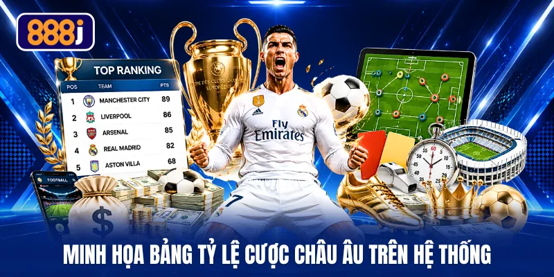 Minh họa bảng tỷ lệ cược châu Âu trên hệ thống